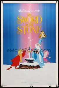 1j765 SWORD IN THE STONE int'l 1sh R80s Disney's cartoon of young King Arthur & Merlin the Wizard!