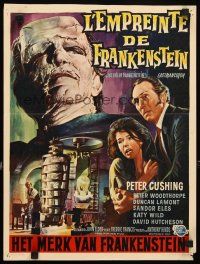 1k094 EVIL OF FRANKENSTEIN Belgian '64 Peter Cushing, great different monster image!
