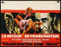 1k096 FRANKENSTEIN MUST BE DESTROYED Belgian '70 Ray artwork of Peter Cushing, monster & sexy girl