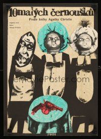 1k189 TEN LITTLE INDIANS Czech 11x16 '68 Agatha Christie, Shirley Eaton, wacky Karel Teissig art!