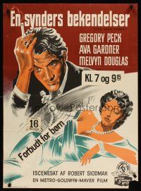 1k388 GREAT SINNER Danish '51 art of compulsive gambler Gregory Peck & sexy Ava Gardner!