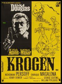 1k395 HOOK Danish '63 Kirk Douglas, Nick Adams & Robert Walker in the Korean War!
