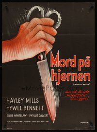 1k461 TWISTED NERVE Danish '69 Hayley Mills, Roy Boulting horror, art of plunging scissors!