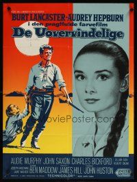 1k463 UNFORGIVEN Danish '60 Burt Lancaster, Audrey Hepburn, directed by John Huston!