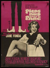 1k276 BAREFOOT IN THE PARK French 23x32 '67 art & image of Redford's feet & sexy Jane Fonda!