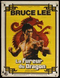 1k279 RETURN OF THE DRAGON French 23x32 '74 Bruce Lee classic, great close-up of Lee, Ferracci art