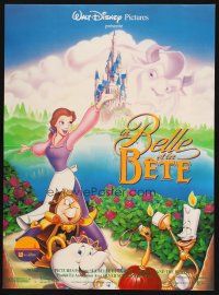 1k236 BEAUTY & THE BEAST French 15x21 '92 Walt Disney cartoon classic, cool art of cast!