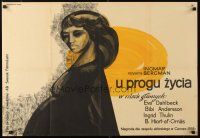 1k507 BRINK OF LIFE Polish 23x33 '60 Ingmar Bergman's Nara Livet, Baczewska art of pregnant woman!