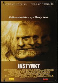 1k613 INSTINCT Polish 27x38 '99 super close image of Anthony Hopkins, directed by Jon Turtletaub!