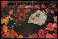 1k695 STALIN'S FUNERAL Russian 26x39 '90 former dictator at rest in flowers, always watching!