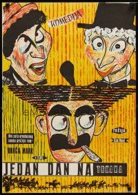 1k063 DAY AT THE RACES Yugoslavian '50s cool different art of Groucho, Chico & Harpo Marx!