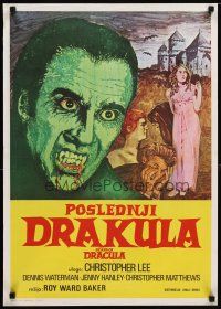 1k078 SCARS OF DRACULA Yugoslavian '70 c/u art of bloody vampire Christopher Lee, Hammer horror!