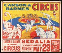 1m238 CARSON & BARNES CIRCUS horizontal style circus poster '40s art of clown & circus acts!