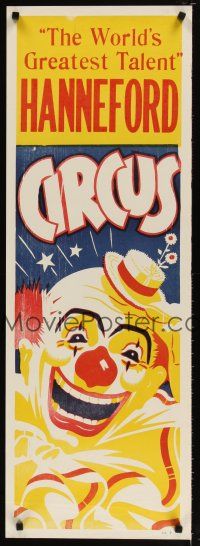 1m248 HANNEFORD CIRCUS circus poster '60s greatest circus talent, art of laughing clown!