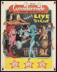 1m255 WONDERCADE circus poster '70s Browning artwork of sexy dancer & stage acts!