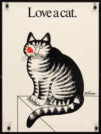 1m618 B. KLIBAN commercial poster '77 wacky cartoon artwork, love a cat!