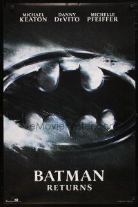 1m621 BATMAN RETURNS commercial poster '92 Keaton, Danny DeVito, Pfeiffer, Tim Burton!