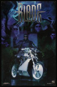 1m623 BLADE commercial poster '98 vampire Wesley Snipes on wild motorcycle!
