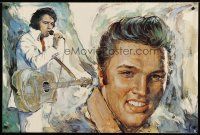 1m650 ELVIS PRESLEY Danish commercial poster '90 great colorized JIB art of The King!
