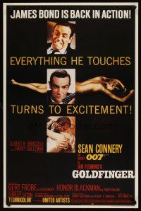 1m657 GOLDFINGER commercial poster '93 three great images of Sean Connery as James Bond 007!