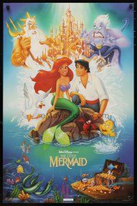 1m679 LITTLE MERMAID commercial poster '90s great artwork of Ariel & cast, Disney!