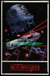 1m220 RETURN OF THE JEDI commercial poster '83 art of Death Star, Millenium Falcon & more!