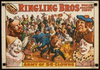 1m700 RINGLING BROS ARMY OF 50 CLOWNS commercial poster '60 great art of wacky circus acts!