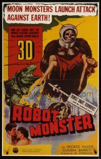 1m581 ROBOT MONSTER 1sh R81 3-D, the worst movie ever, great wacky art!