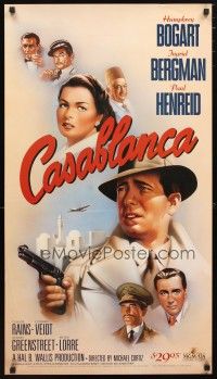 1m733 CASABLANCA video poster R88 Humphrey Bogart, Ingrid Bergman, Michael Curtiz classic!