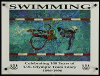 1m037 CELEBRATING 100 YEARS OF U.S. OLYMPIC TEAM GLORY 1896-1996 special 18x24 '96 swimming art!