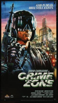 1m736 CRIME ZONE video poster '88 Roger Corman, Craig art of David Carradine!