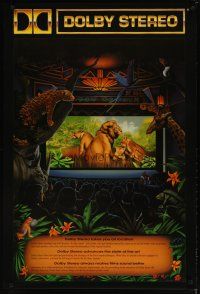 1m003 DOLBY STEREO DS 27x40 advertising poster '90 artwork of jungle animals in theater!