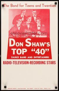 1m546 DON SHAW'S TOP 40 DANCE BAND & ENTERTAINERS 14x22 music poster '40s band for teens & 20s!