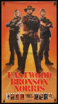 1m742 EASTWOOD/BRONSON/NORRIS video poster '90s great Rodriguez art of action heroes!