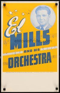 1m547 EL MILLS & HIS ORCHESTRA 14x22 music poster '50s cool portrait of bandleader!