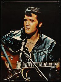 1m648 ELVIS PRESLEY commercial poster '80s close up image in black jacket on stage w/guitar!