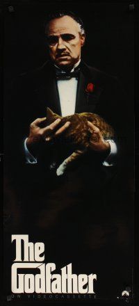 1m743 GODFATHER video poster R91 Marlon Brando & cat in Francis Ford Coppola crime classic!