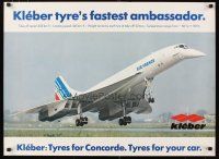 1m015 KLEBER TYRE'S FASTEST AMBASSADOR 23x31 French advertising poster '80s image of Concorde SST!