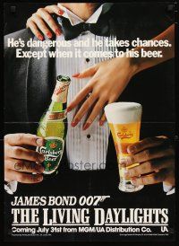 1m410 LIVING DAYLIGHTS special 20x28 '86 Timothy Dalton as James Bond drinks Carlsberg Beer!