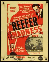 1m433 REEFER MADNESS special 18x23 R72 teens & marijuana, women cry for it, men die for it!