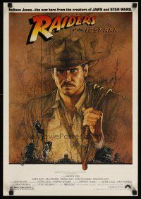 1m432 RAIDERS OF THE LOST ARK special 17x27 '81 art of adventurer Harrison Ford by Amsel!