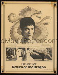 1m476 RETURN OF THE DRAGON special 17x22 '74 Chuck Norris & Bruce Lee classic!