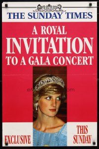 1m524 ROYAL INVITATION TO A GALA CONCERT 19x29 English poster '91 image of Princess Diana!