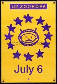 1m513 U2 24x36 music poster '93 Zooropa, wacky artwork of astronaut surrounded by stars!
