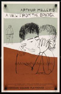 1m608 VIEW FROM THE BRIDGE stage play stage poster '65 Ben Shahn art of kissing couple!