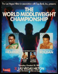 1m360 WORLD MIDDLEWEIGHT CHAMPIONSHIP special 22x29 '87 Thomas Hit Man Hearns, boxing!
