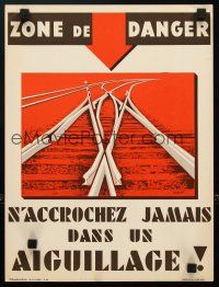 1m365 ZONE DE DANGER French special 12x16 '40s Durupt art of train track danger area!