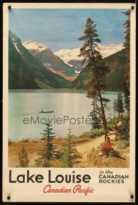 1m191 CANADIAN PACIFIC LAKE LOUISE Canadian travel poster '60s wonderful image of mountain lake!