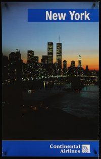 1m141 CONTINENTAL NEW YORK travel poster '00 image of Twin Towers & NYC skyline!