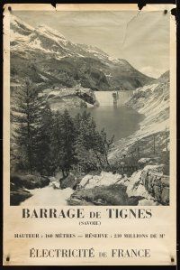 1m169 ELECTRICITE DE FRANCE French special poster '50s dam at Barrage de Tignes!